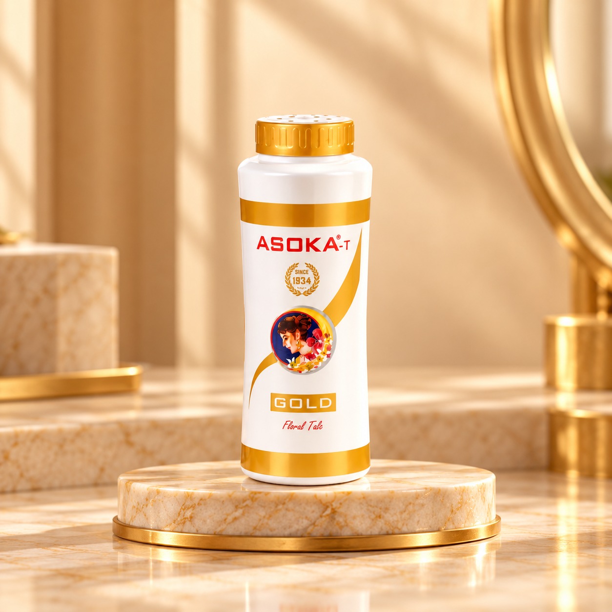 ASOKA-T Gold Floral Talc
